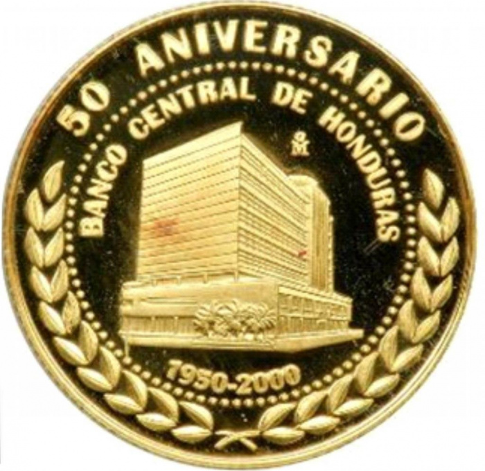 (№2000km90) Монета Гондурас 2000 год 1 Lempira (50 aniversario-дель-Центральный банк Гондураса)
